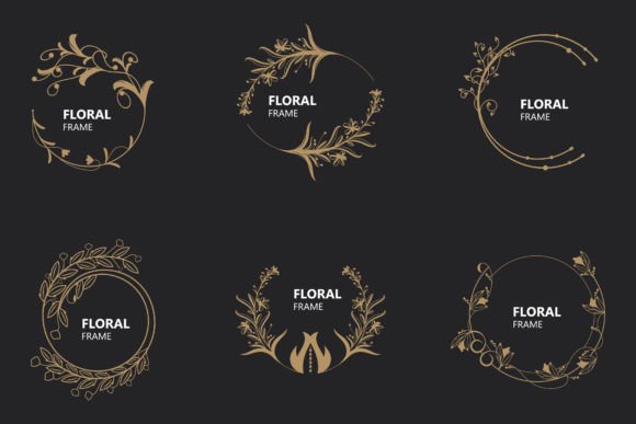 Download Floral Frame Round Shape Emblem Logotype - Premium Resources