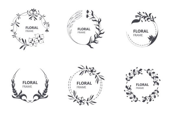 Download Floral Frame Round Shape Emblem Logotype - Premium Resources
